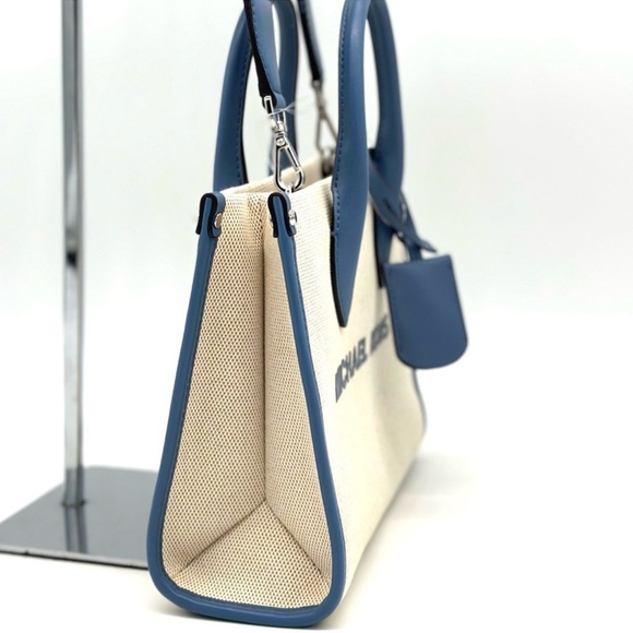 Michael Kors Mirella Small Pebbled Leather Crossbody Bag Denim Blue - Picture 5 of 13